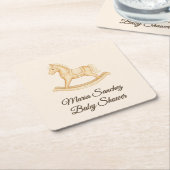 "Saddle Up" Boho Western Baby Shower スクエアペーパーコースター (アングル)