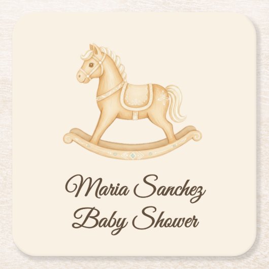 "Saddle Up" Boho Western Baby Shower スクエアペーパーコースター (正面)