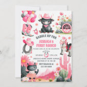 Saddle Up Cowgirl First Rodeo Western Birthday  招待状 (正面)