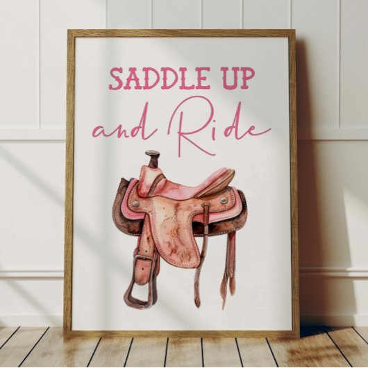 Saddle Up Cowgirl Poster Kids Western Room Decor ポスター