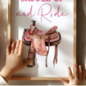 Saddle Up Cowgirl Poster Kids Western Room Decor ポスター