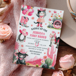 Saddle Up First Rodeo Western Cowgirl Birthday  招待状