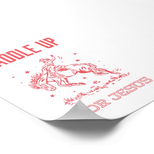 Saddle Up for Jesus Red Rodeo Christian Wall Art ポスター (角)