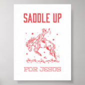 Saddle Up for Jesus Red Rodeo Christian Wall Art ポスター (正面)