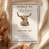 Saddle Up for Love Western Ranch Cow Skull Wedding 招待状