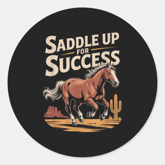 Saddle Up For Success Western Motivation ラウンドシール (正面)