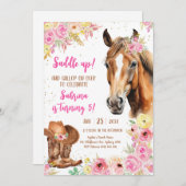 Saddle Up Horse Cowgirl Birthday Invitation 招待状 (正面/裏面)