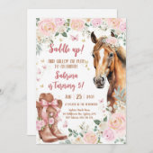 Saddle Up Horse Cowgirl Birthday Invitation 招待状 (正面/裏面)