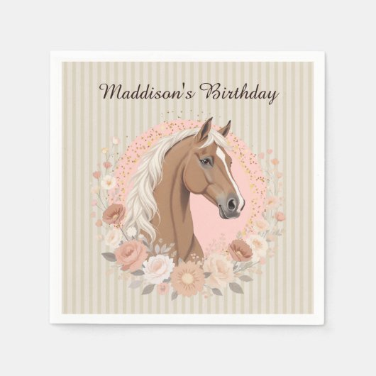 Saddle Up Horse Party スタンダードカクテルナプキン (正面)