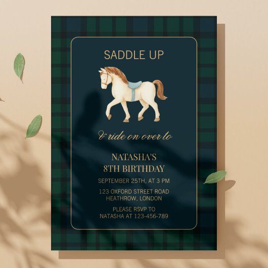 Saddle Up Preppy Horse Birthday  招待状