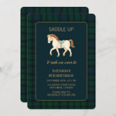 Saddle Up Preppy Horse Birthday  招待状 (正面/裏面)