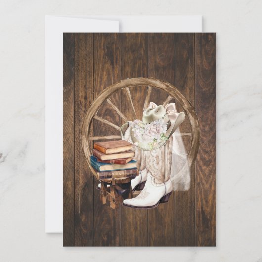 Saddle Up Put Your Boots & Books Bridal Shower 招待状 (裏面)