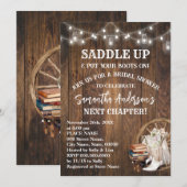 Saddle Up Put Your Boots & Books Bridal Shower 招待状 (正面/裏面)