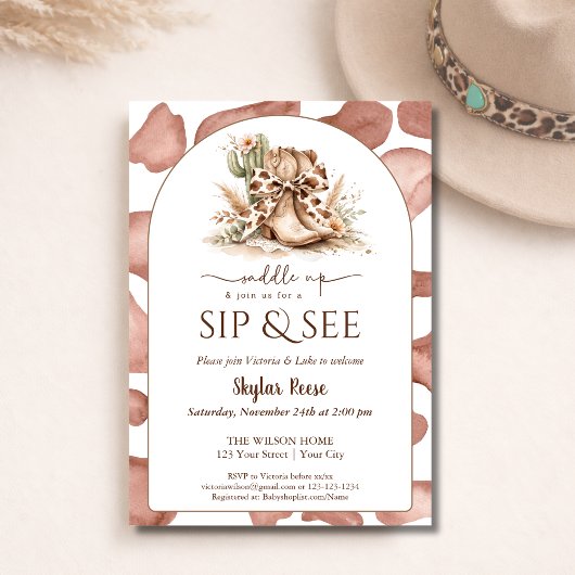 Saddle Up Rustic Western Sip And See Arched  招待状