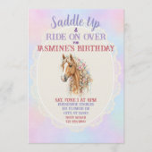 Saddle Up, Watercolor, Floral, Horse Birthday 招待状 (正面)