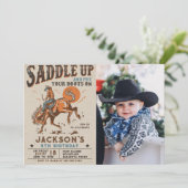 Saddle Up Western Rodeo Cowboy Birthday Photo 招待状 (スタンド正面)