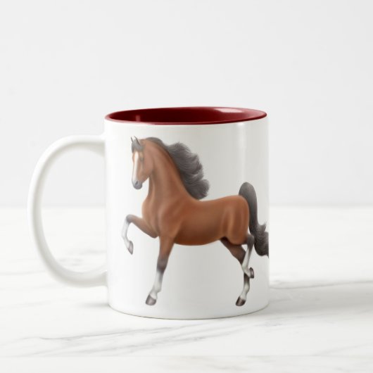 Saddlebredの歩くの馬のマグ ツートーンマグカップ (左)