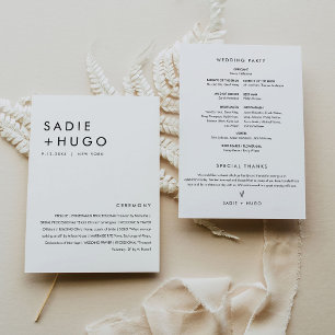 SADIEモダンミニマル結婚式 プログラム5x7フラットカード 招待状