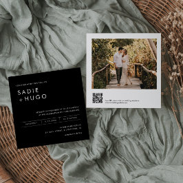 SADIE ミニマル スクエア ウェディング 招待状 写真, QRコード