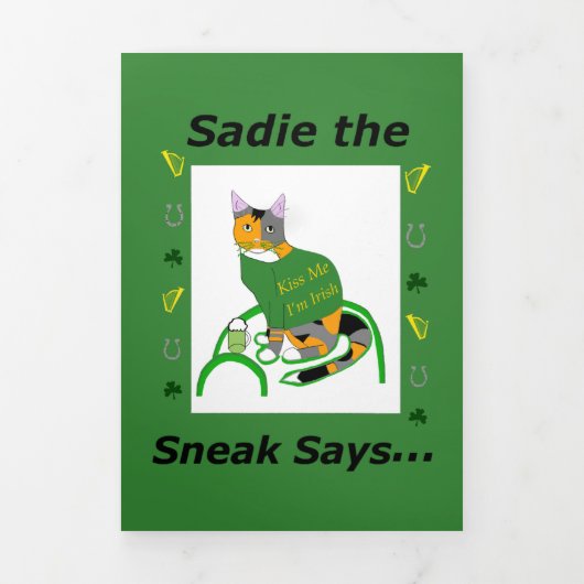 Sadie the Sneak Tri Fold St. Patrick's Day Card 三つ折りクリスマスカード (カバー)