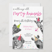 Safariすべての動物を野生のパーティー 招待状 (正面)
