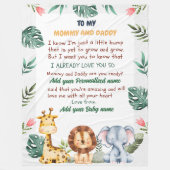 Safariのパーソナライズされたベビーブランケット（メッセージあり） フリースブランケット (正面)