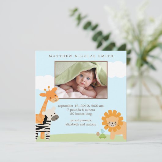 Safariの友人の誕生のお知らせ 案内状 (スタンド正面)