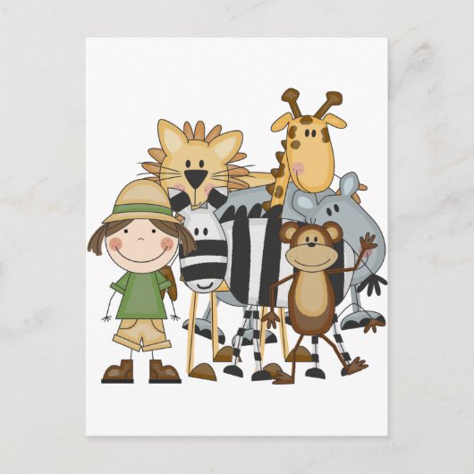 Safariの女の子Tシャツとギフト ポストカード (正面)