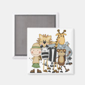 Safariの少年Tシャツとギフト マグネット (正面/裏面)