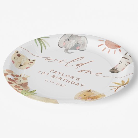 SAFARIの最初の誕生日パーティー ペーパープレート (アングル)