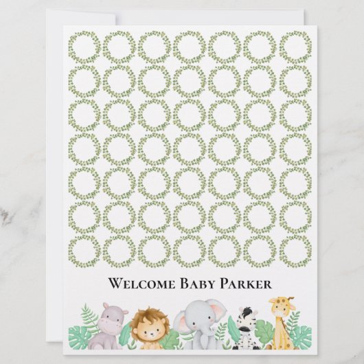 Safariへようこそベビーの署名シート (正面)