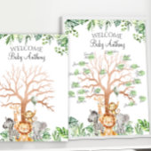 Safariをテーマにした男の赤ちゃんシャワー指紋ツリー ポスター