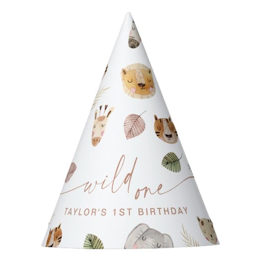 SAFARIジャングル動物の誕生日 パーティーハット (正面)