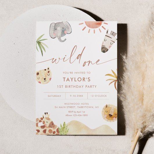 SAFARIジャングル動物1st誕生日パーティー 招待状