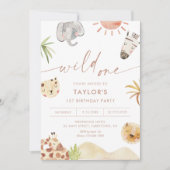 SAFARIジャングル動物1st誕生日パーティー 招待状 (正面)