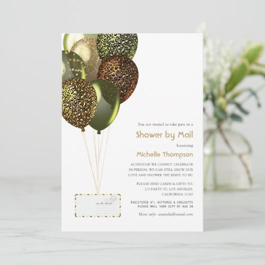 Safariバルーンのベビーまたはブライダルシャワー(メール別) 招待状 (スタンド正面)