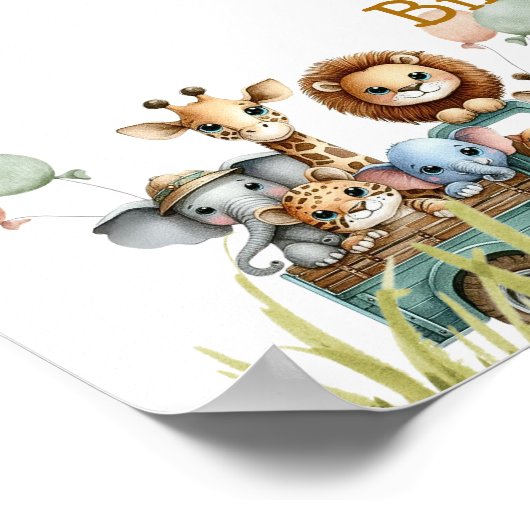 Safariフォトウェルカムワイルドワンバースデーパーティー ポスター (角)