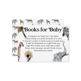 Safariブックリクエストの赤ちゃんシャワー招待状 エンクロージャーカード