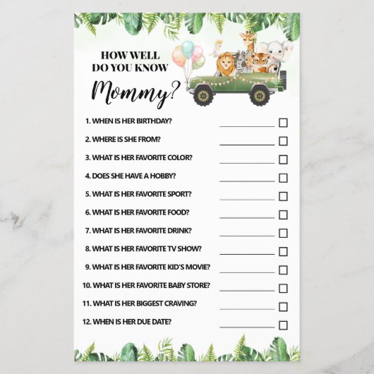 Safariママのシャワーゲームカードを知っているかどうか チラシ (正面)