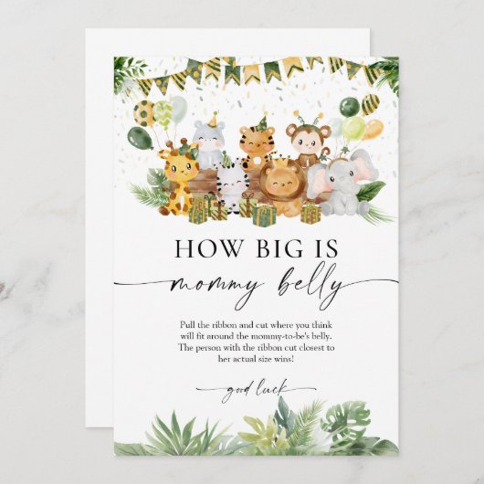 Safariママのベリーバビーシャワーゲームの大きさ アドバイスカード (正面/裏面)