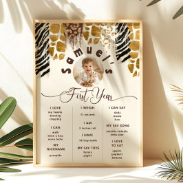 Safariワイルドワンバースデーフォトマイルストーン ポスター