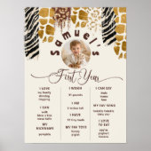 Safariワイルドワンバースデーフォトマイルストーン ポスター (正面)