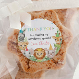 Safariワイルドワン誕生日ステッカーラベル ラウンドシール