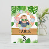 Safariワイルドワン誕生日PHOTOテーブル番号 サンキューカード (スタンド正面)