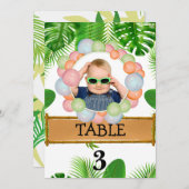 Safariワイルドワン誕生日PHOTOテーブル番号 サンキューカード (正面/裏面)