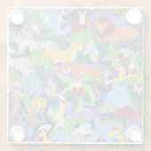 Safari動物，カラフルパターン， ガラスコースター (裏面)