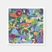 Safari動物，カラフルパターン， スタンダードカクテルナプキン (正面)