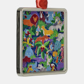 Safari動物，カラフルパターン， メタルオーナメント (右)