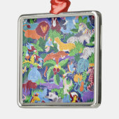 Safari動物，カラフルパターン， メタルオーナメント (左)