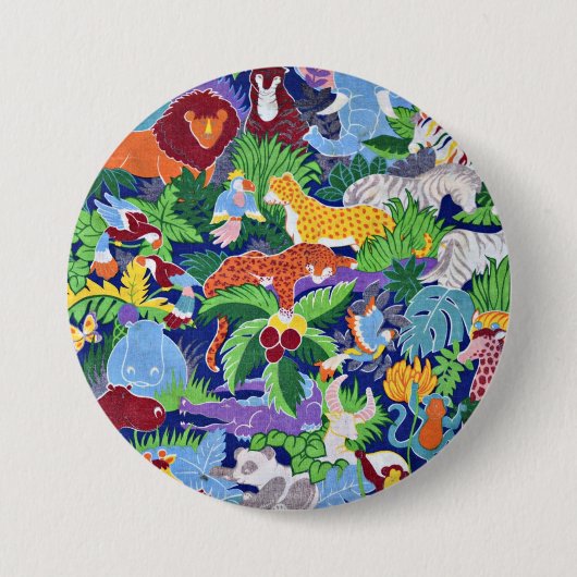 Safari動物,カラフルパターン, 缶バッジ (正面)